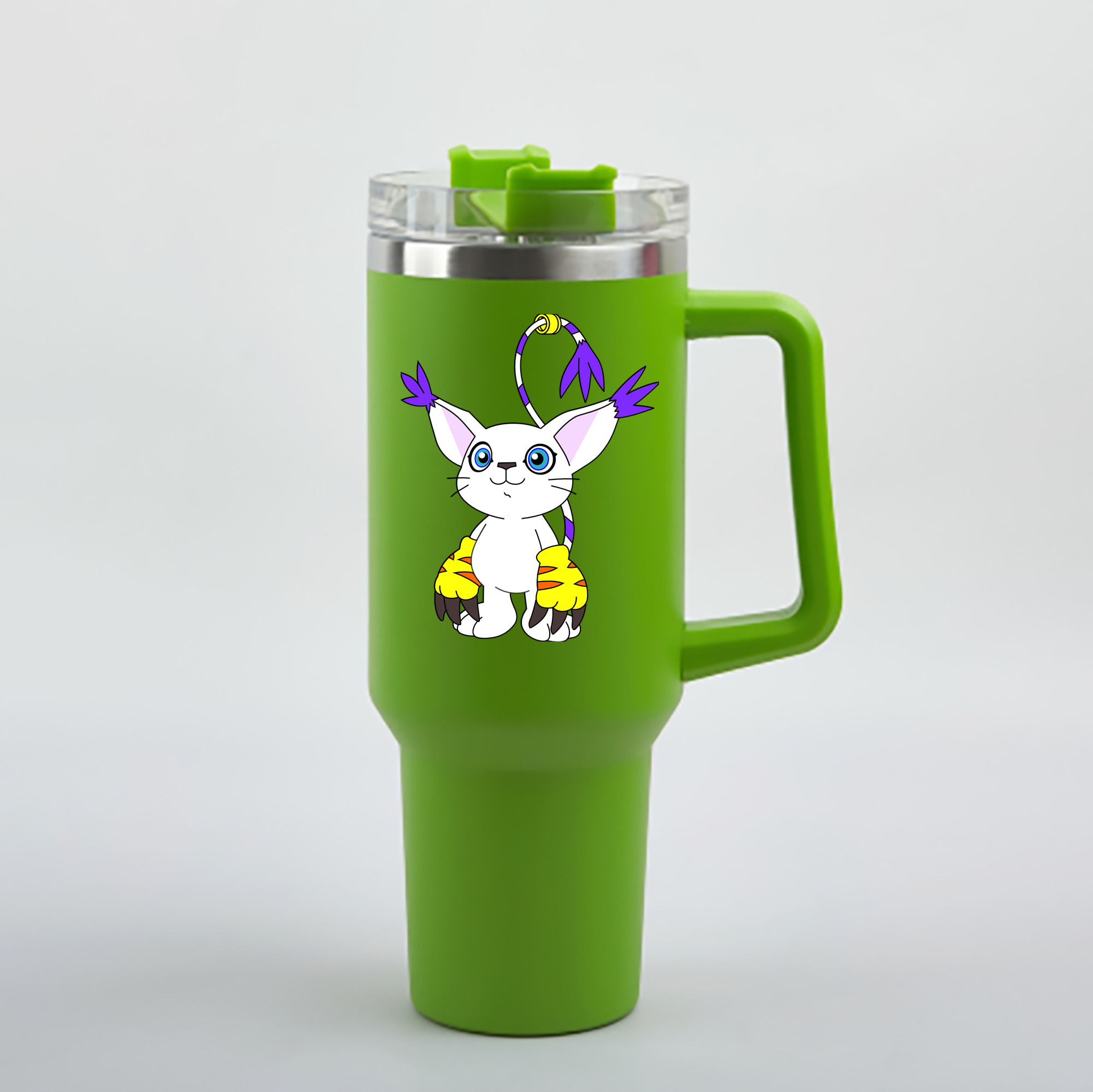 （画像用） Digimon デジタルモンスター/デジモン 1200mL車用タンブラー - クリスタルステッカー（プラスチックストロー付き）